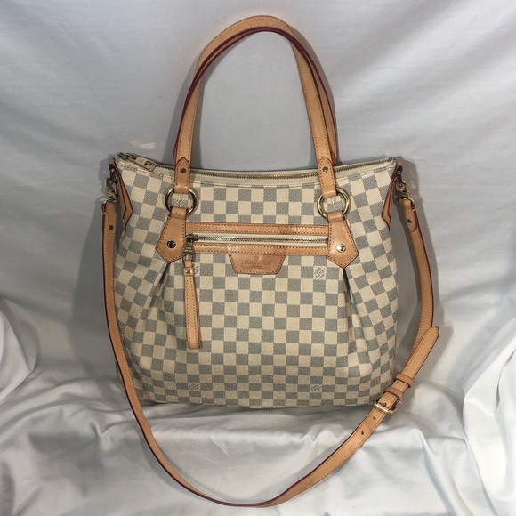 Louis Vuitton Handbags - Louis Vuitton Beige Checkered Leather-Travel Tote Satchel